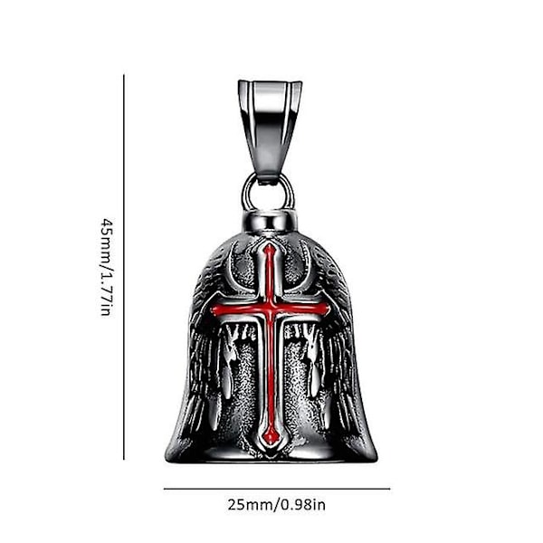 Retro Punk Style Guardian Bell Motorsykkelklokker Menn Kors Lykkeklokke Engelvinge Ridderklokke Metallanheng A