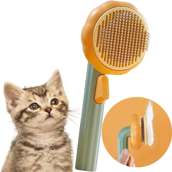 Cat Brush Hundborste – självrengörande kattvårdsborste, snyggare borste, för tovor och lös päls, borste för långa kort-/korthåriga husdjur (GRREN) Green
