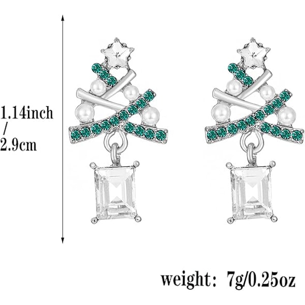 Juleøreringe til kvinder Juletema Øreringe Akryl Juletræ Peberkagemand Dekoration Hængende Drop Øreringe, Sølv