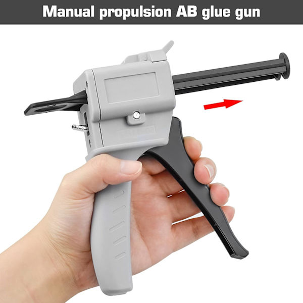 50 ml epoxydispenserpistol, AB epoxylim pistol 1:1 forhold til lim blanding, grå