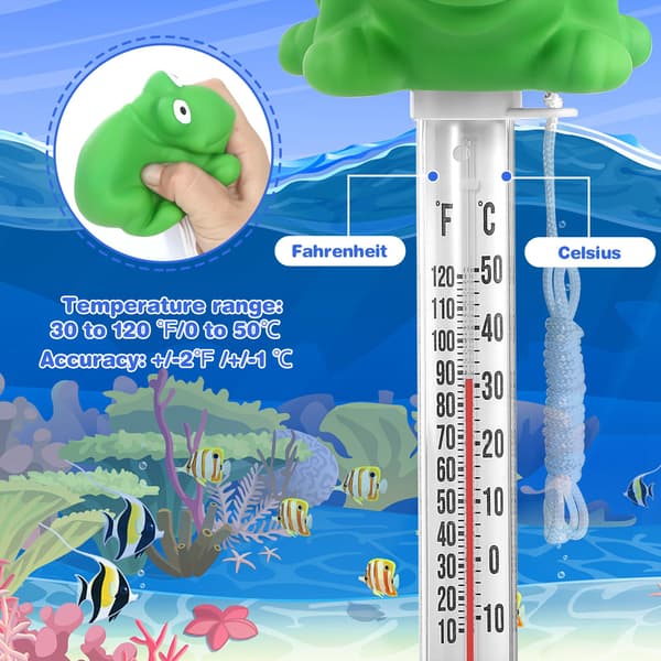 Flytande Pooltermometer, Stor Display & Lätt att Läsa, Splittringsresistent, för Utomhus- & Inomhuspooler, Spa, Badtunnor
