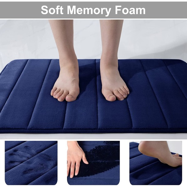 Memory foam non-slip soft toilet rug with cutout 50 x 60 cm, absorbent bath mat standing toilet, washable bath mats for toilet, black