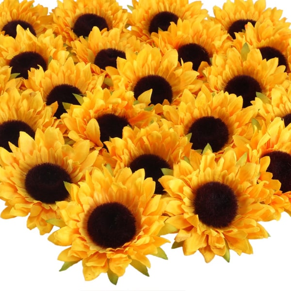 30st konstgjorda solrosor konstgjorda blommor huvud 9 cm solrosor siden blommor solrosor plast blommor dekoration för DIY hantverk dekoration
