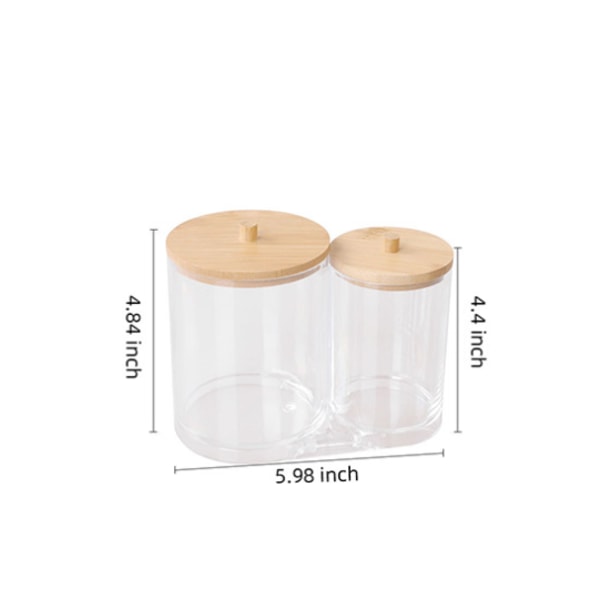 Bomullstopsbehållare, Bomullstopsdispenser Box Bomullstopsförvaring Bomullstopslåda med Trälock för Vardagsrum, Sovrum, Badrum (15.9x9x13cm)