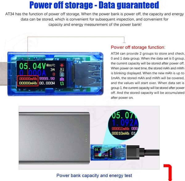 USB 3.0-testare, USB-effektmätare, 3,7-30V 0-4A spänningstestare multimeter, USB-strömtestare, IPS-färgskärm voltmeter ammeter
