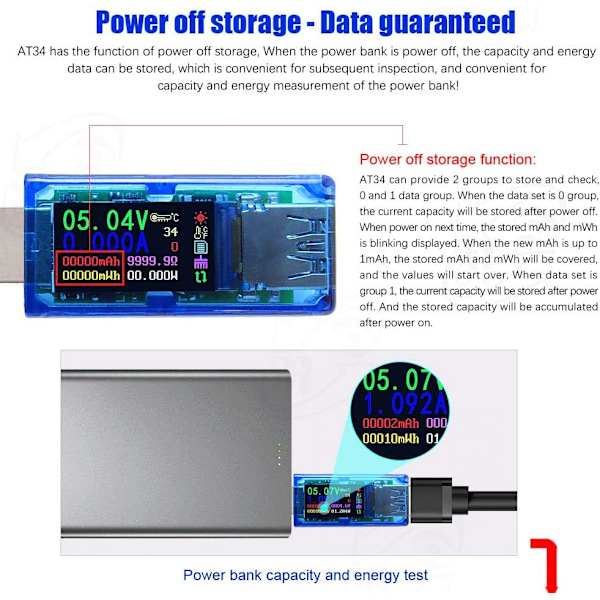 USB 3.0-tester, USB-effektmeter, 3,7-30V 0-4A spændingstester multimeter, USB-strømmåler tester, IPS-farvedisplay voltmeter amperemeter