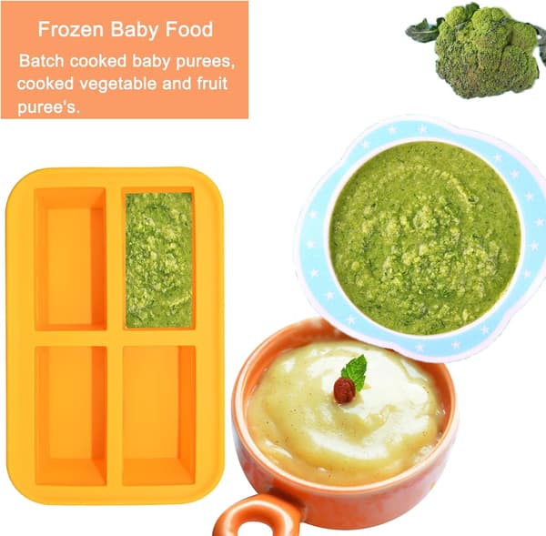 Isbitstråg med Lock, Silikonfrysbricka, Babymatfrysbricka, Souper Cubes för Soppa Sås Matlagning