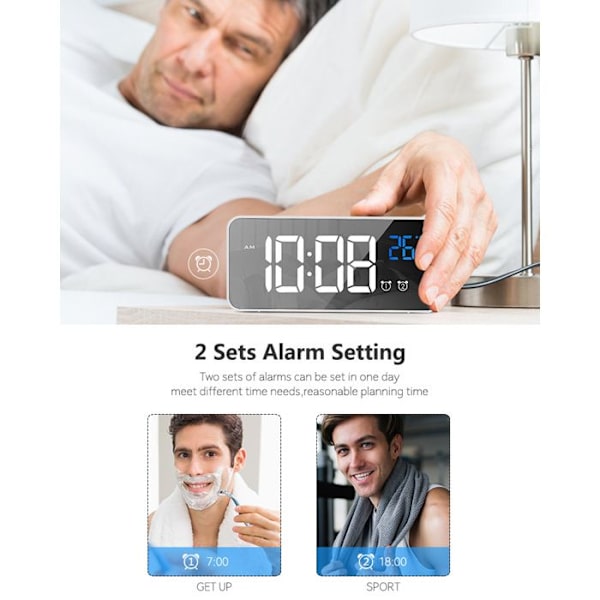 Digital väckarklocka LED digital klocka digital morgonväckarklocka med temperaturer snooze 1224 timmar. YYV