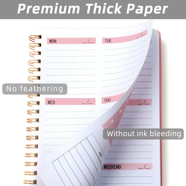 Ugentlig planlægger med vane tracker udaterede 52 uger To Do List Notebook Spiral ugentlig planlægger notesbog, Pink