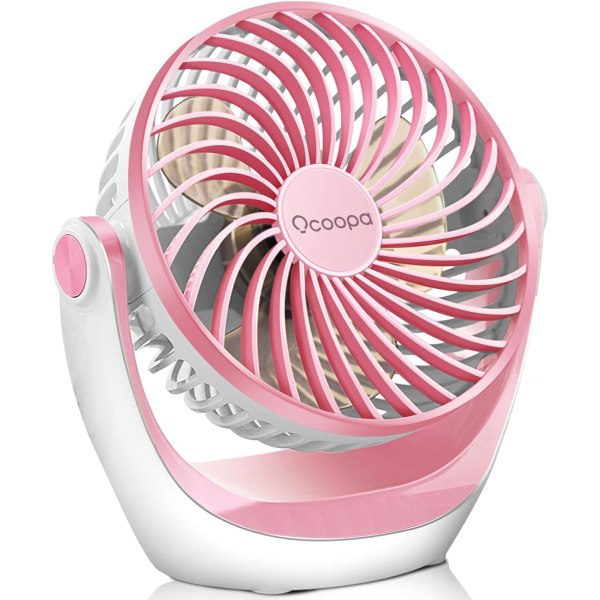 USB skrivebordsventilator bordventilator med stærk luftstrøm og støjsvag drift, bærbar køleblæserhastighed Justerbar 360° drejeligt hoved (pink) Pink