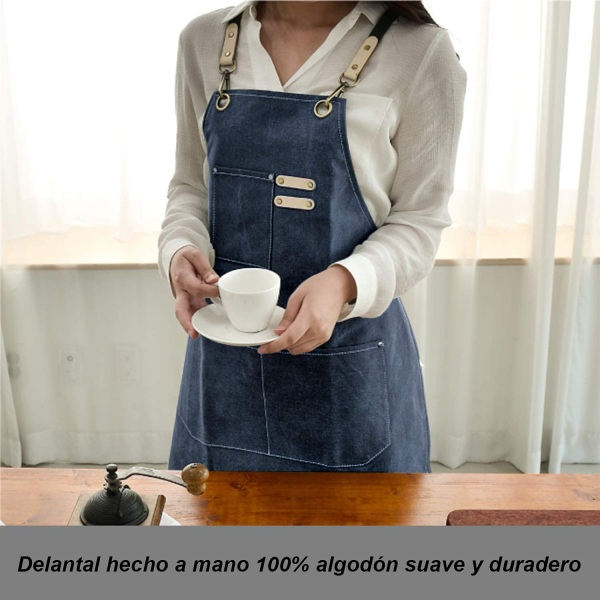 Kangaskassiapron miehille ja naisille - Denim-keittiöapron taskuilla - Grillausapron miehille ja naisille - Pitkät esiliinat ruoanlaittoon, työhön, leivontaan - (sininen) Blue