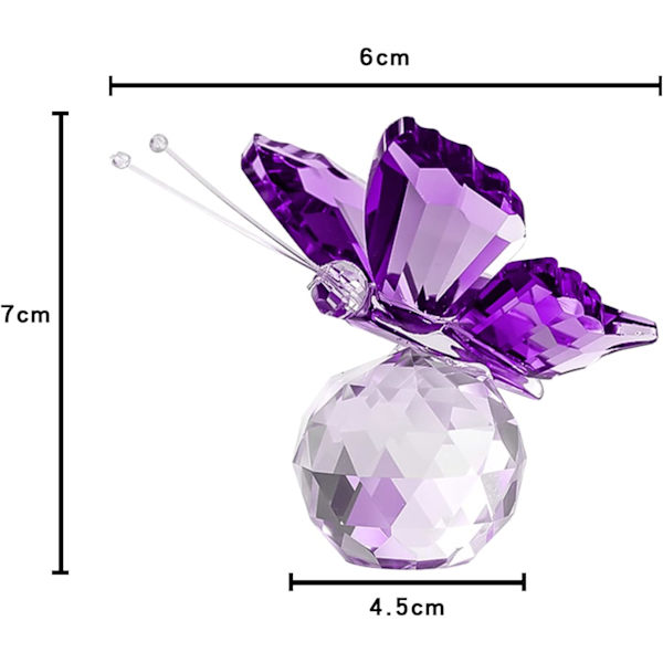 Kristalliperhonen, Kristallilasi Violetti Perhonen Pallojalustalla, Koriste-esine Taidelasi Koristeellinen Koti Dekor Patsas Eläin Violetti Lasiperhonen Purple