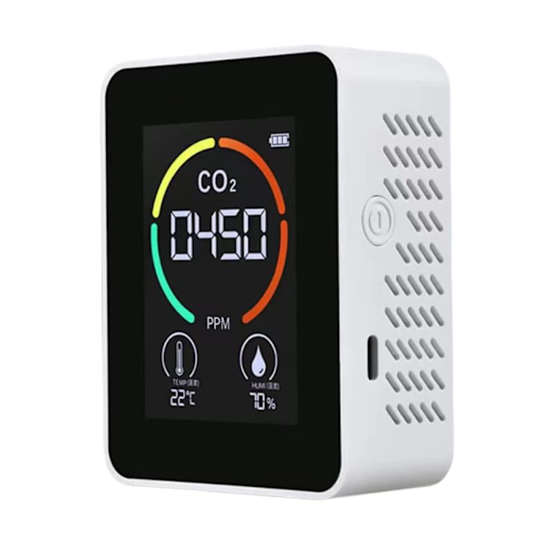 CO2-detektor, temperatur- og fugtighedsdetektor, luftkvalitetstest, kuldioxidmonitor, temperaturmonitor