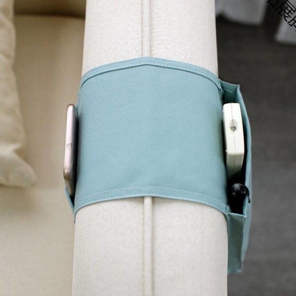 Armlenestøtte Organizer for Sofa Couch Armchair Bed Oppbevaringspose TV Fjernkontrollholder Plassbesparende Oppbevaringspose Senglomme for Mobiltelefon, iPad, Blyant blue