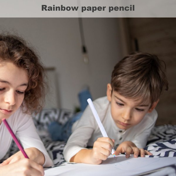 Regnbue Papir Blyant 5stk 2B Miljøvenlig Uforgængelig Antiallergisk Skole Blyanter Stationery til Studerende Tegning Skrivning Skitse, Hvid White