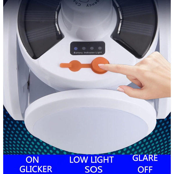 Solcellsdriven Multifunktionell Nöd-LED-Lampa med USB-Laddning, Vikbar Lampa, Utomhus LED-Lampor Perfekt för Strömstörningar, Tältcamping