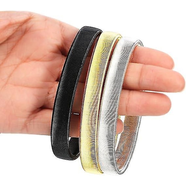 3 par icke-halkskydd för skjortärmar, sträckbara armband, silver, guld, svart