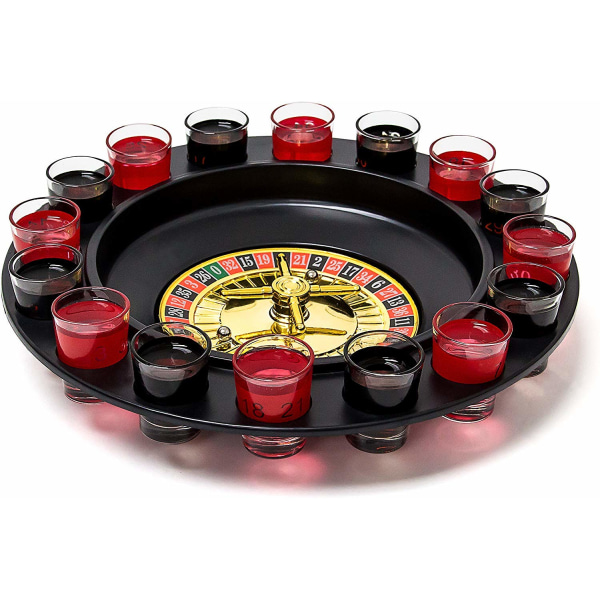 Roulette drikkespil, festspil med drejehjul, shotglas og kugler