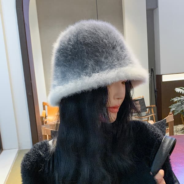 Dame Vinterhat Blød Kunstig Pels Fluffy Fiskerhat Bred Skygge Pelshat Vinter Varm Hat til Piger grey