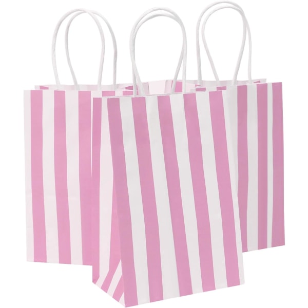 Festtasker 25 stk. Små gaveposer 16x8x22cm sort-hvide papirposer til halloween, jul, valentinsdag, mors dag, bryllup-(pink) Pink