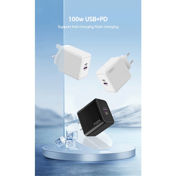 Laddare för, snabbladdning, 100W, PD + USB för iphone, xiaomi, huawei, redmi, samsung