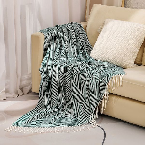 Koselig teppe, sengeteppe, sofa, ullpledd, teppe, pledd, sofateppe, fluffy sofateppe, merino teppe, fluffy varmt pledd green 130*220cm