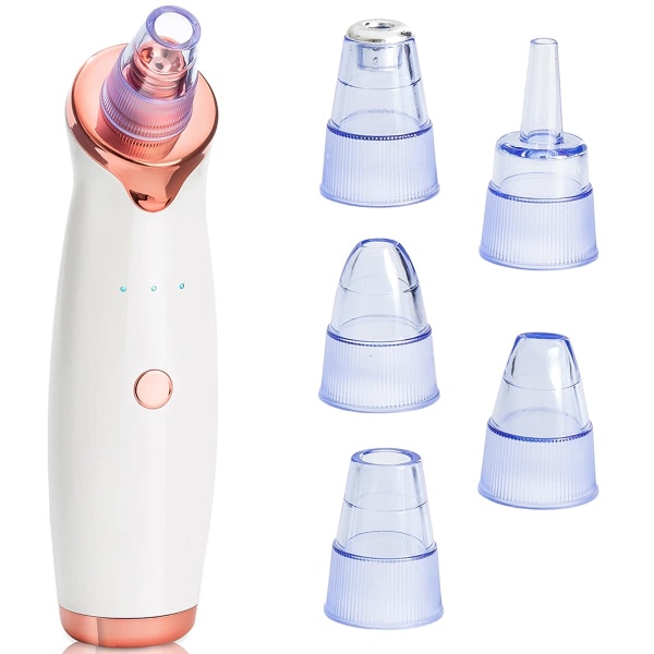 Vacuum Blackhead Remover, Profesjonelt Facial Pore Cleaner Extractor Suction Tool - USB oppladbart med 3 moduser og 5 utskiftbare prober