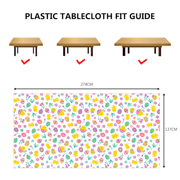 Pääsiäispöytäliina, Pääsiäiskoristeet Pyyhittävä Pöytäliina, Muna Kana PVC Pöytäliina Juhla Retractable, 274x137cm