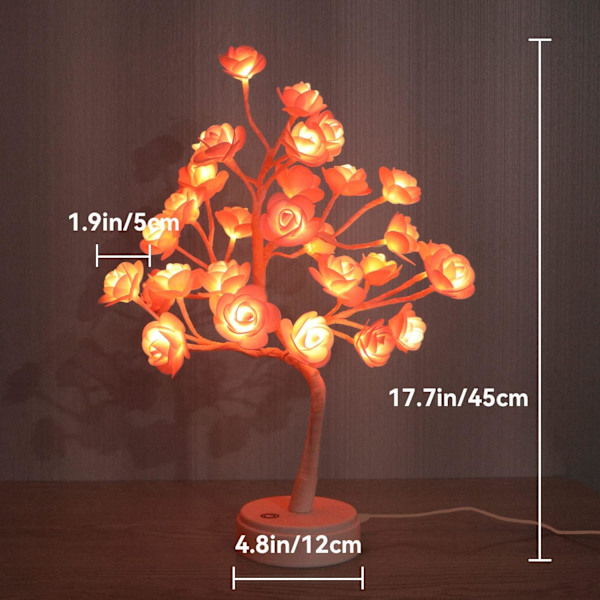 Puun valot ruusu kukka joulu bonsai lamppu