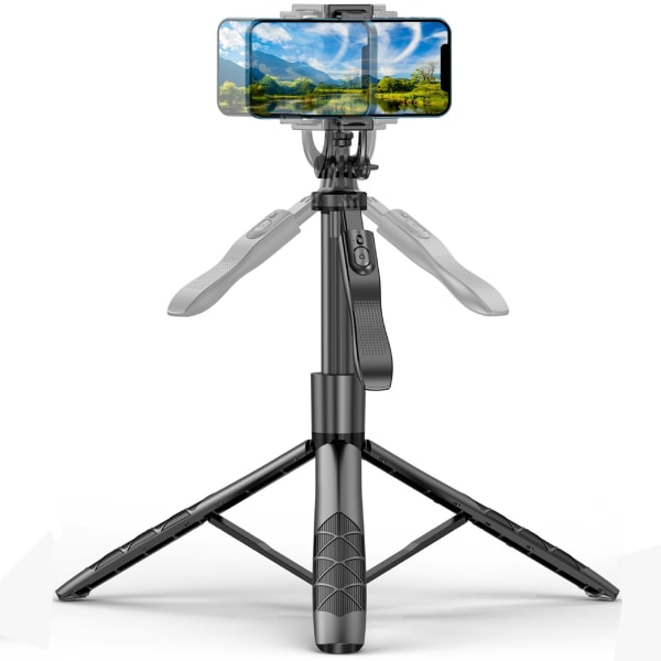 Mobiltelefon Selfie Stick-stativ, bærbar gulv-teleskopstang Live-udsendelsesbeslag Stativ med trådløs Bluetooth-fjernbetjening