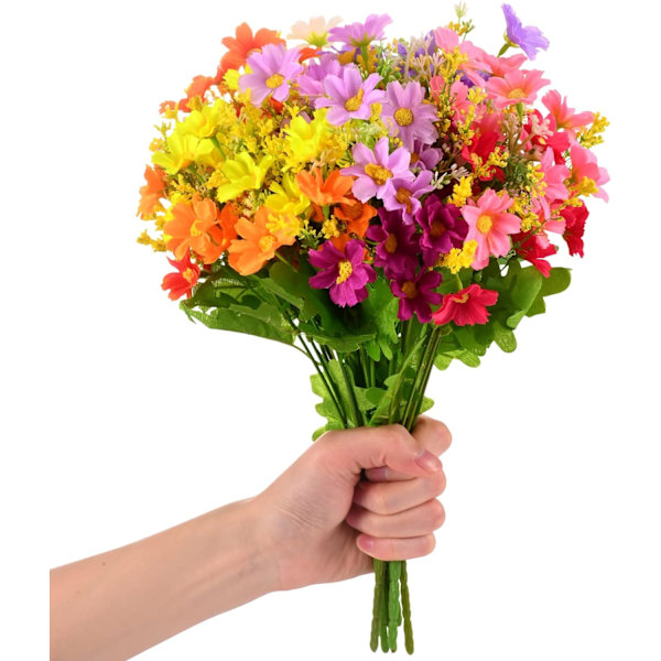 Kunstige falske blomster villblomsterbunter innendørs utendørs hengende kurver planter hjem hagedekorasjon