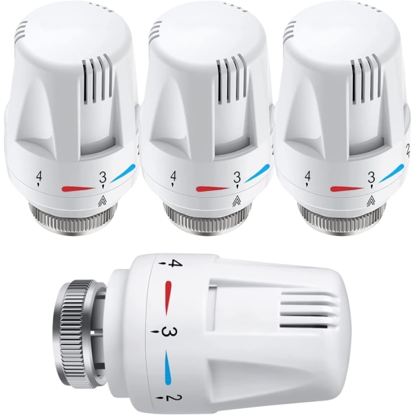 Thermostatic Head, 4 Pieces Thermostat, Standard Radiator Valve Replacement Head M30 x 1.5 Temperature Control, White