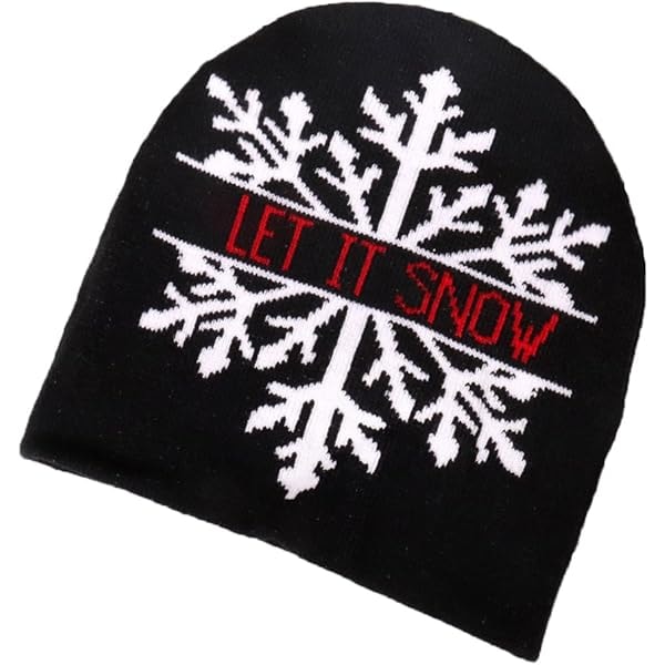 Julehat Unisex Strikket Beanie Feriehat med Tegneserieprint Strikket Hatte Skuldehatte Vinter Beanies, 01