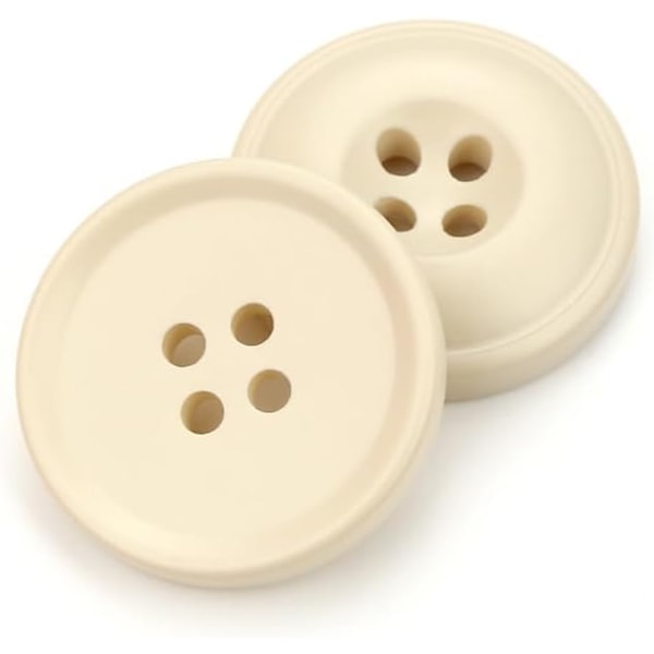 12 stk. 30mm Runde 4 Huller Harpiks Knapper, Premium Farver Klassisk Minimalistisk Runde Udskiftningsknapper, Syning DIY Håndværk Knapper, Beige