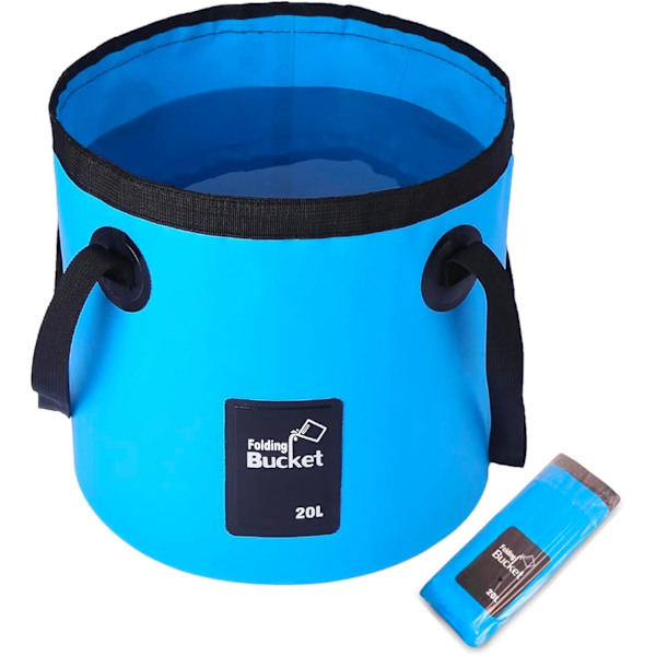 Hopfällbar hink med handtag, lätt hopfällbar vattenhink 20L, multifunktionell bärbar hopfällbar hink tvättfat, blå