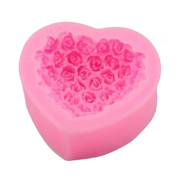 Hjerteformet Rosebukett Fondantform Kakeform Baking DIY Silikon Kakeform