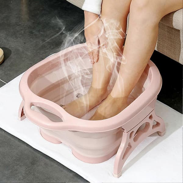 Bærbart fodbad med rulle design til smertelindring og afslapning - Pink