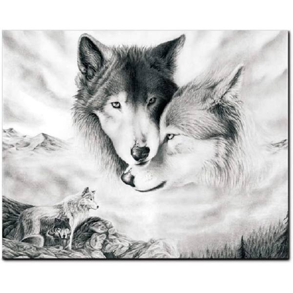 Varg Väggkonst Canvas Tryck Poster Svartvitt Vargar Fotografi Konst Dekoration för Vardagsrum Sovrum 40*50cm