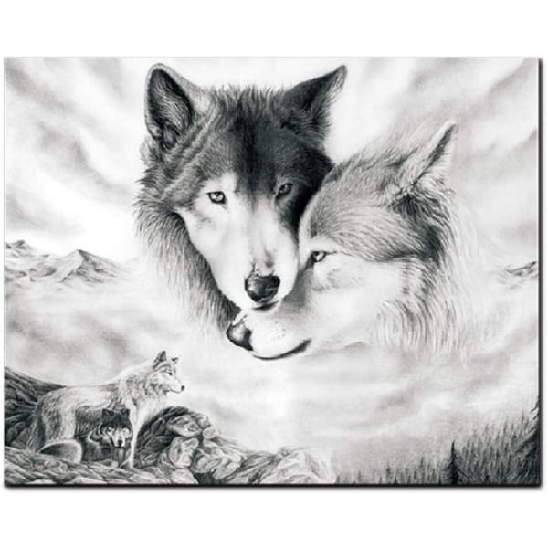 Wolf Wall Art Canvas print Mustavalkoinen Wolves -valokuvaus Taidekoriste olohuoneeseen makuuhuoneeseen 30*40cm