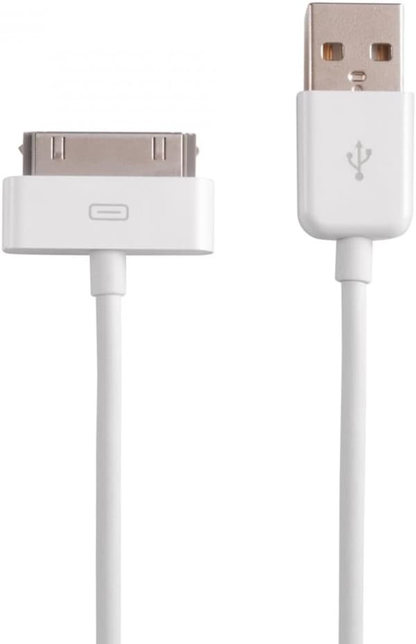 30-Pin Dock-kabel för iPhone 3G / 3Gs / 4 / 4s för laddning och synkronisering USB 2.0 1 Meter Vit