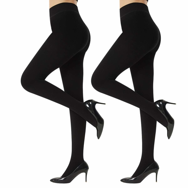2 paria mustat thermal lämpimät fleece-sukkahousut naisille (L, 85-115 puntaa) X