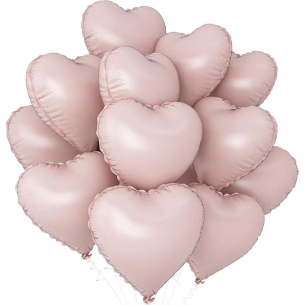 12Pcs Pink Heart Shaped Foil Balloons,18Inch Pastel Pink Mylar Balloon for Baby Birthday Anniversary Wedding Party Decorations