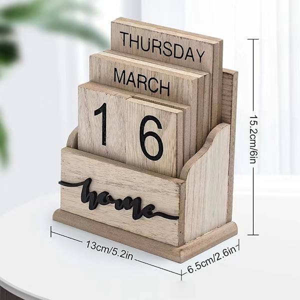 Kalender 2024 Kalender Skrivbord Datum Block Trä Datum Block Skrivbord Kalendrar Retro Heminredning Kontorsdekorationer Julkalender(15.2X13X6.5cm) Yellow