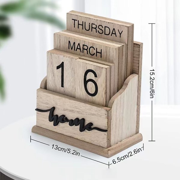 Kalender 2024-kalender Skrivbordsdatumblock Trädatumblock Skrivbordskalendrar Retro heminredning Kontorsdekorationer Julkalender(15,2X13X6,5cm) Yellow