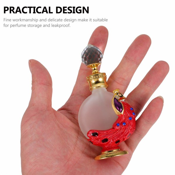 Rejseparfumer til kvinder Beholdere 1 stk parfumeflaske tom vintage påfugleform dekor glasparfume med dråbe til æterisk olie (rød) Red