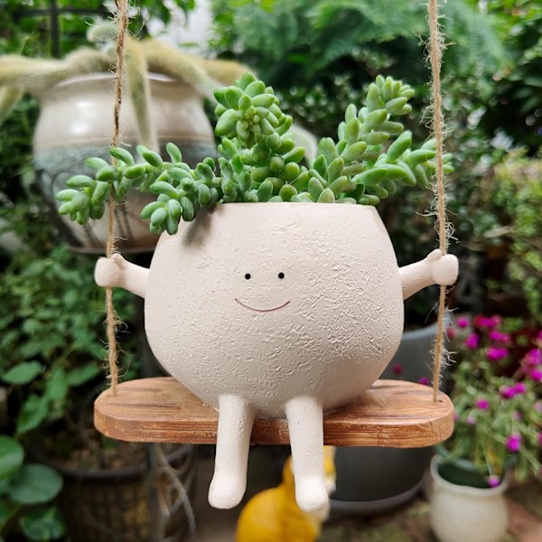 Små växtkrukor, gunga ansikte planterkruka hängande blomkrukor, söta suckulenta krukor för pärlbandsplantor, för växtälskare och mödrar