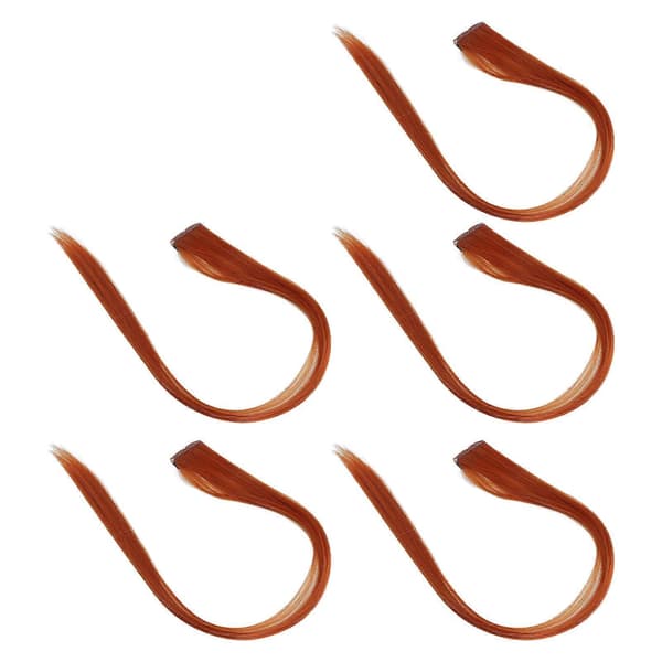 Clip-in Hårstykke Lige Farvede Hår Extensions til Fest Cosplay Orange 5 stk