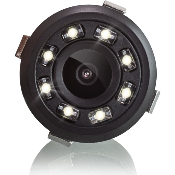 18,5 mm integrert ryggekamera, Mini ryggekamera med 8 LED-lys, Visningsvinkel: 170° + RCA-tilkobling + Vannbestandig + DC 12V