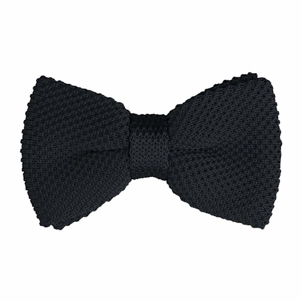 Herr Pre-knuten fluga Justerbar hals Solid Color Knitted fluga Black