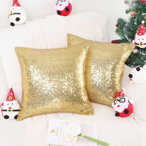 Jouluiset koristetyynynpäälliset Yksiväriset neliönmuotoiset kimaltelevat cover tyynynpäällinen sohvalle makuuhuoneen sohvalle olohuoneeseen gold